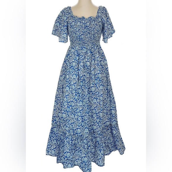 SOLD⚠️Tuckernuck Pink City Prints PCP Lolita dress in blue white floral small - Picture 2 of 5